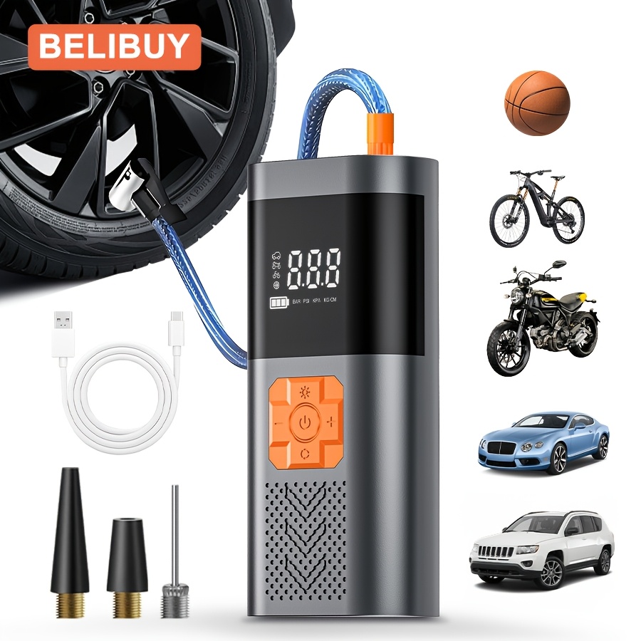 A Portable Car Air Compressor, A Wireless Handheld Inflator, Suitable For Inflating Tires Of Cars And Motorcycles.