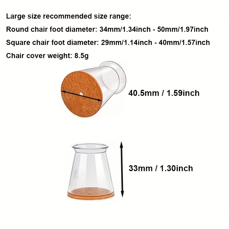32 clear silicone chair   covers with yellow felt cushion chair leg floor protectors for hardwood floors tile floors non slip furniture pad no noise scratch resistant long lasting polished no power required large size for 1 34 1 97 inches Product details 1