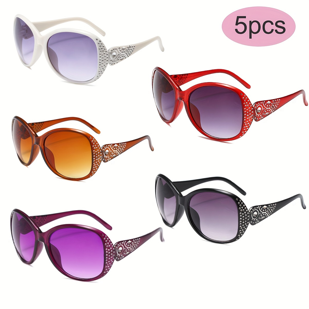 

5pcs Women Large Fashion Glasses Oversized Polarized Glasses Classic Trend Ladies Glasses