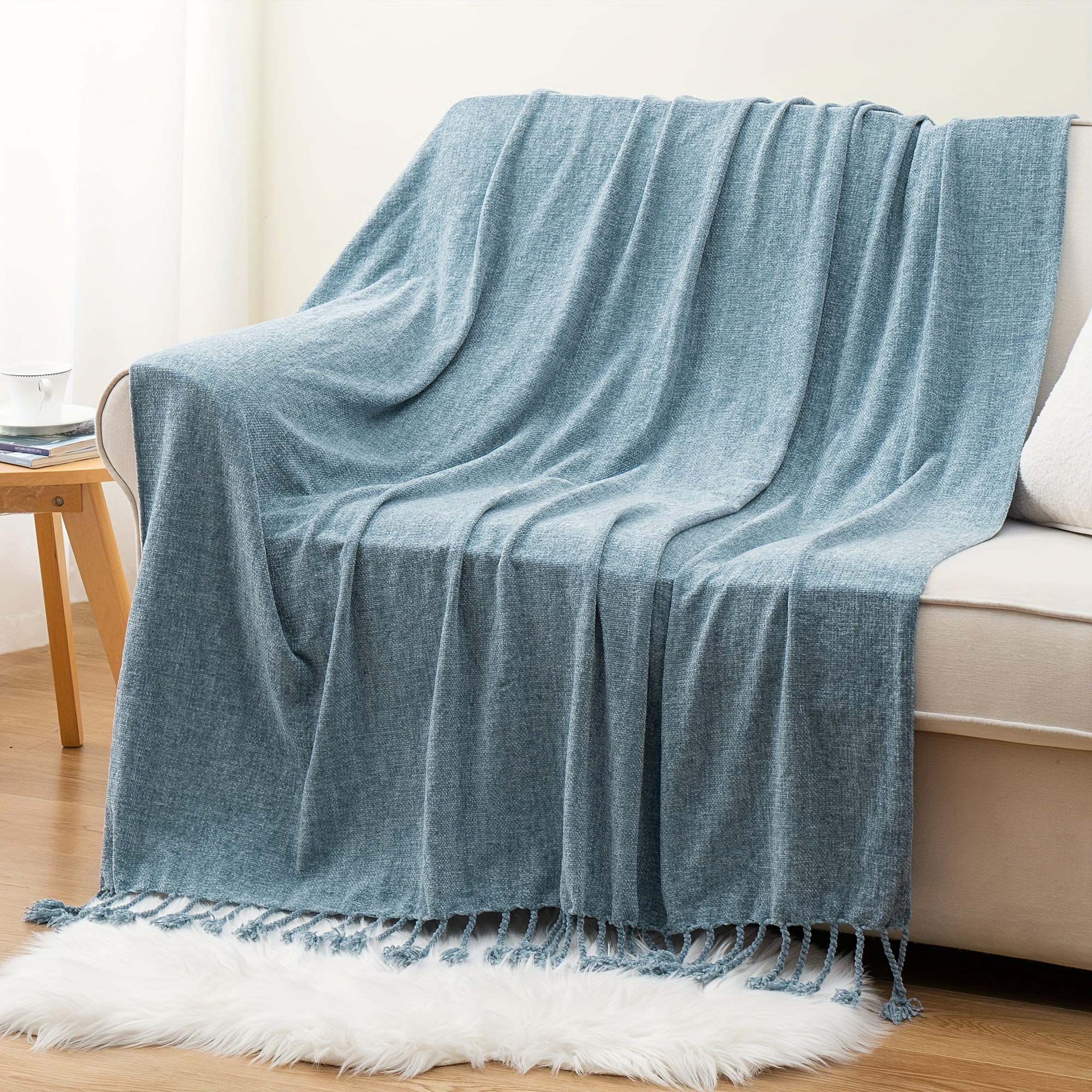 Chenille Blanket Extra Large Grey Throws For Sofas Heavyweight