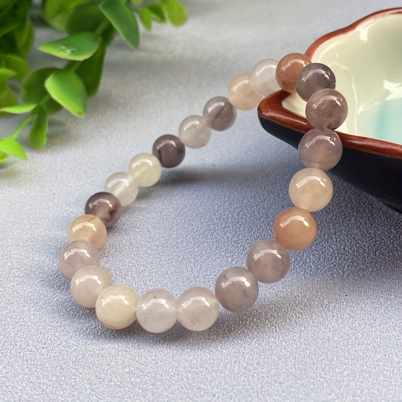 TEMU 1pc 8mm Elegant Natural Stone Bracelet For Women - Minimalist Neutral- Beaded Jewelry, Versatile For & Holidays, Perfect Gift For Mother’s Day,