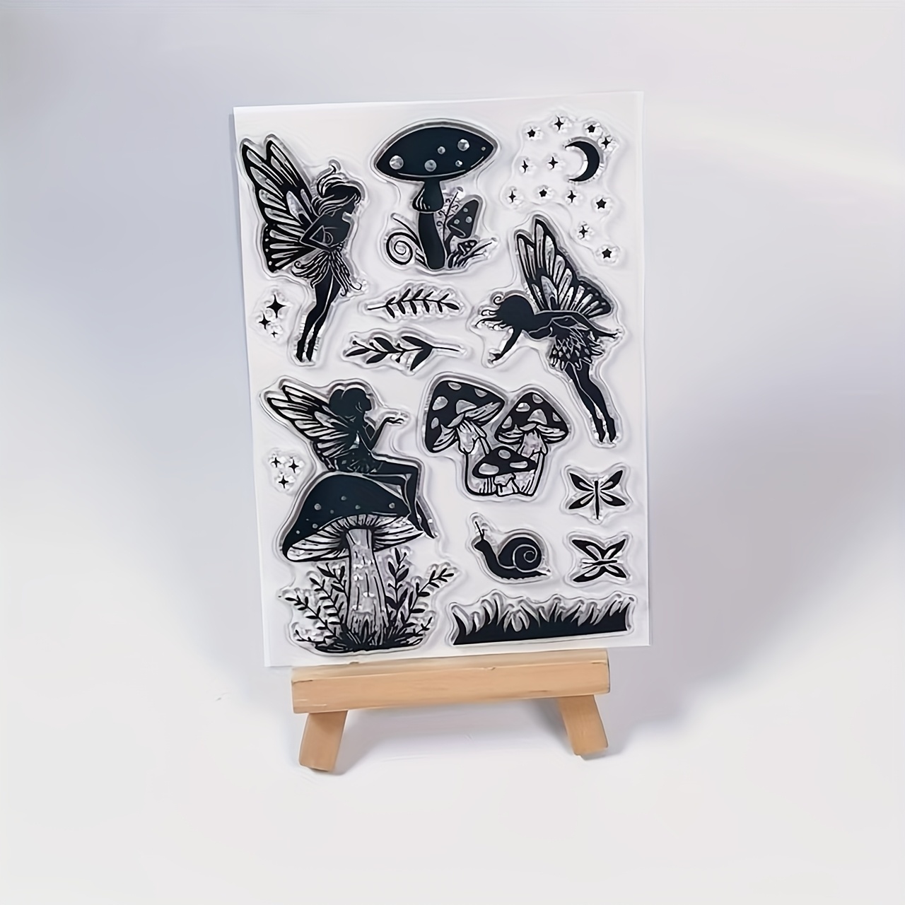    clear silicone stamps with mushrooms fairies whimsical elements ideal for diy scrapbooking card making crafts   for easy visibility festive crafting tool mystical theme clear silicone material fairy garden accessories 0