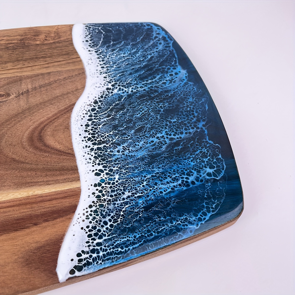 Planche à découper rustique en noyer de rivière/petite planche de service turquoise en résine époxy - France