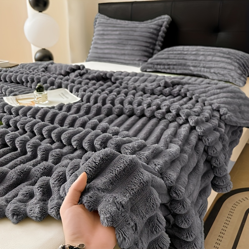 1pc traditional style plush double layer leisure fur throw blanket soft warm cozy polyester   00 machine wash contemporary style     color details 5