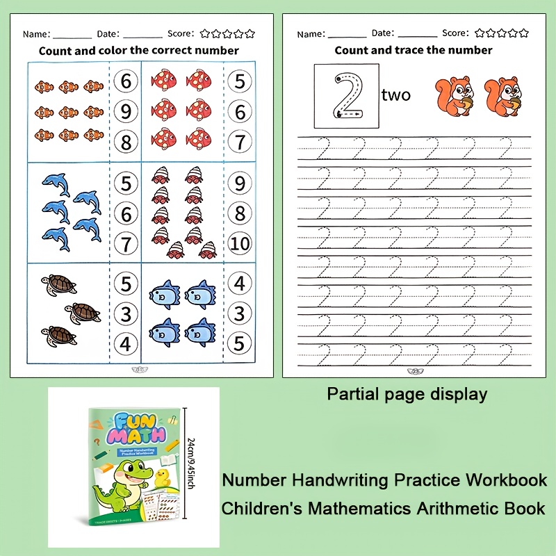 1000+ Question Sets - Number Handwriting Practice Workbook, Addition And Subtraction 10 Mathematics Book, Math Homework, Textbook For Class, Children's Learning Supplies
