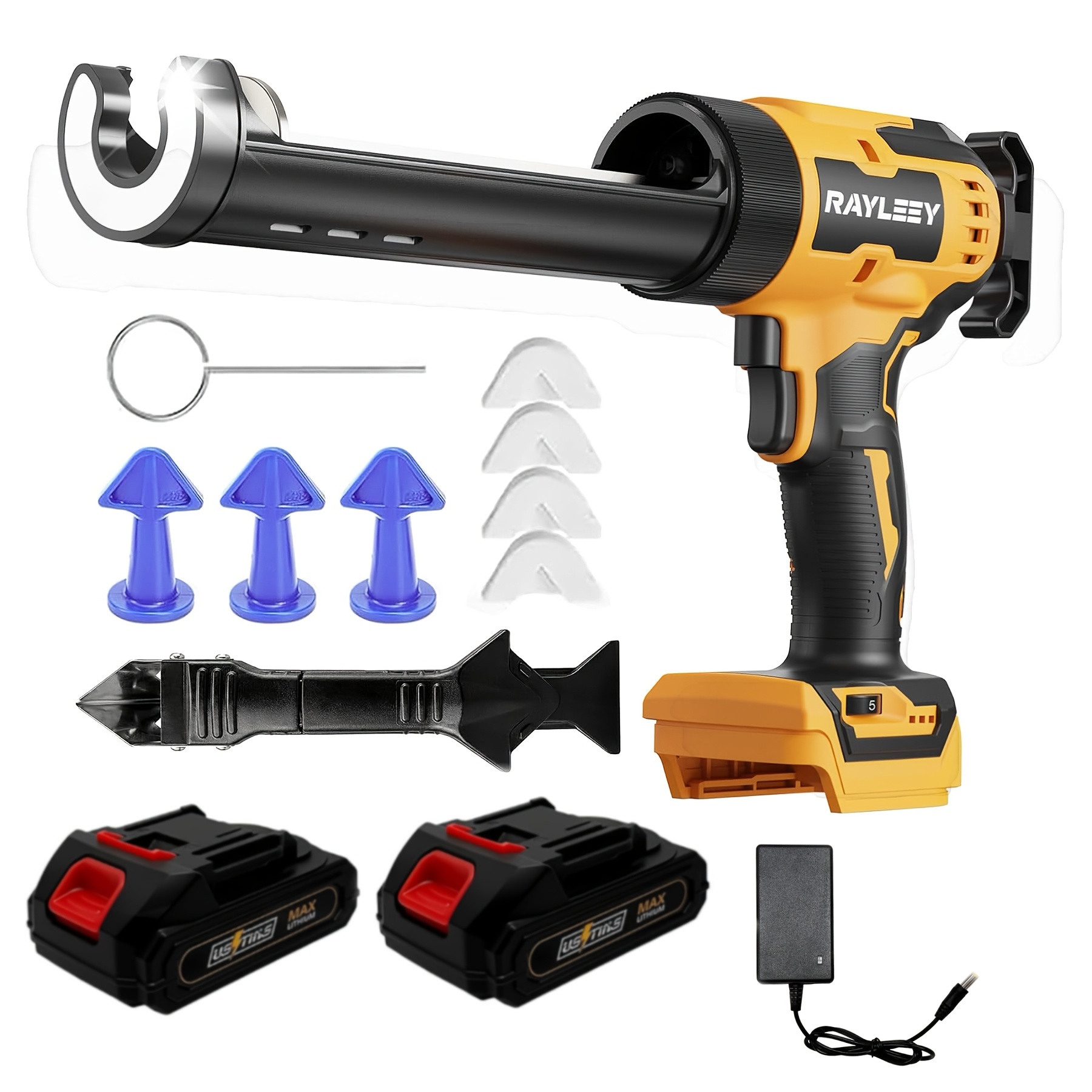 Image of Wireless Caulking Gun Compatible With 21v Battery, Electric Sealant Gun Nozzle With Led Lighting Function, Suitable For 300ml Cartridges, 6-speed Adjustable, No Drip, For Sealing And Installation.
