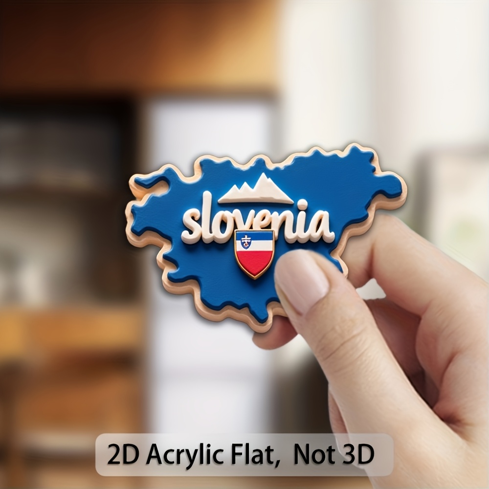 TEMU 1 imán magnético para nevera con mapa de Eslovenia - Decoración acrílica en 2D, colores vibrantes, duradero y fácil de pegar, ideal para