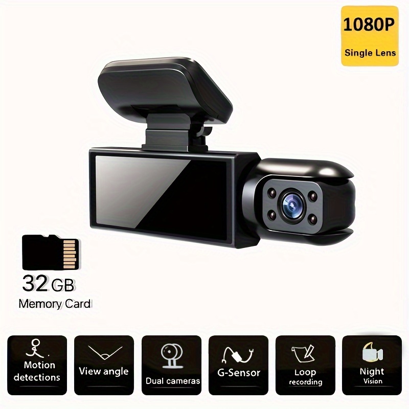 TEMU 1080p/4k Dual Camera, Car Car Recorder, Front And Interior, Car Camera With Ir Night Vision, Loop Recording, Wide-angle Car Dvr Camera With 2/3.16-inch Ips Screen, Dual Lens Car Dashboard Video Camera