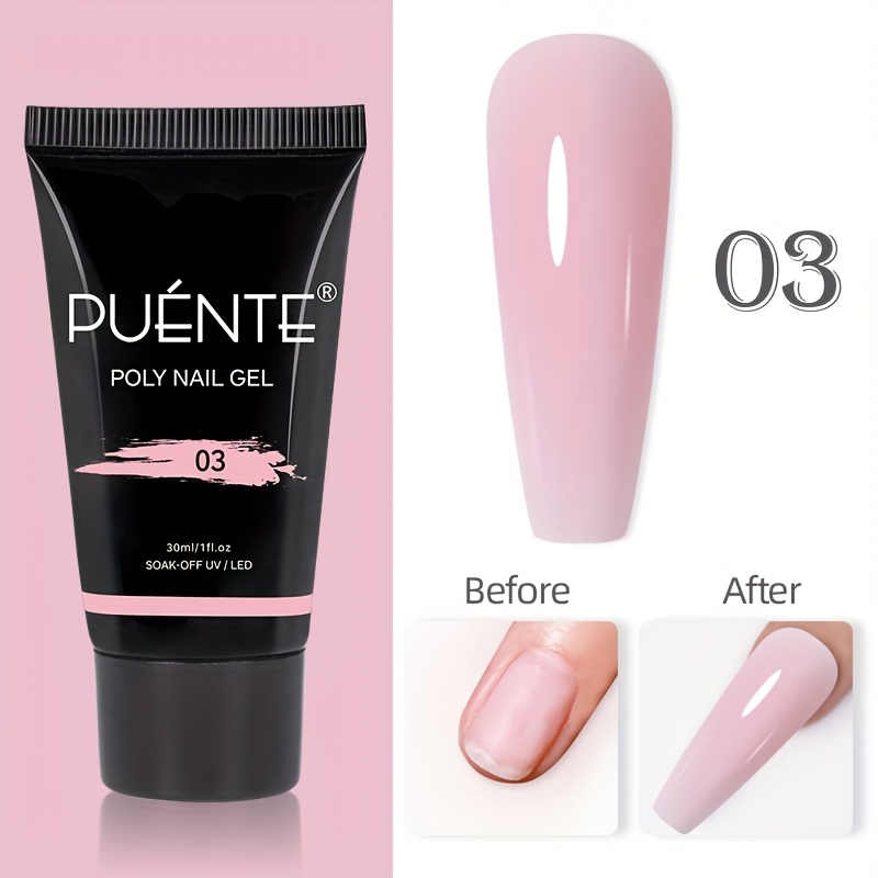 Image of Puente 30ml Poly Nail Gel Nail Polish, Pinkish Extension Nail Gel, Acrylic Gel Finger Extension For Sensitive Skins, Semi Permanent Fast Builder Gel Polish, Soak Off Poly Nail Varnish
