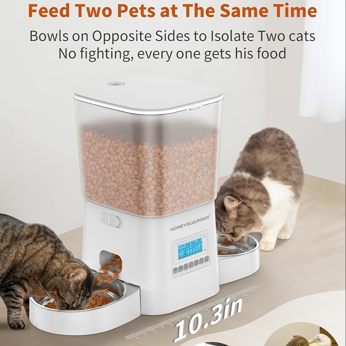 Aazon.co : HoneyGuaridan Autoatic Cat Feeders For 2 Cats, 3.5L Cat