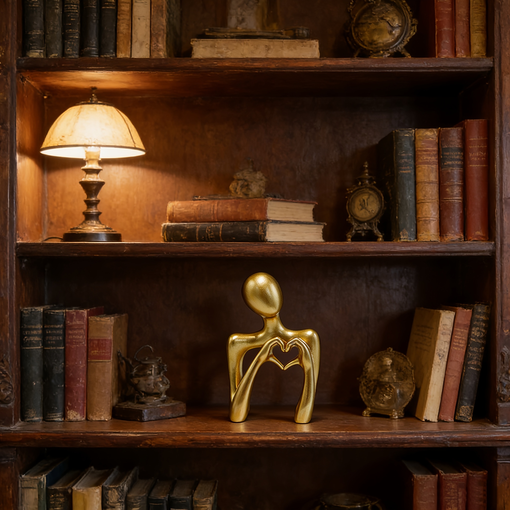 TEMU -shaped Decorative Ornament, Elegant And Exquisite Golden Collectible Figurines, Home Resin Craft, Unique Abstract Art Sculpture, Suitable For