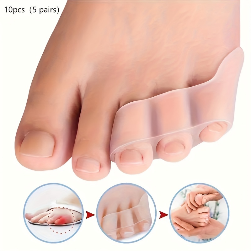 TEMU 10pcs Protège-Orteils en Gel de Silicone Transparent Confort Fit - Enveloppement Doux, Respirant et Non Parfumé pour la Protection et le Confort