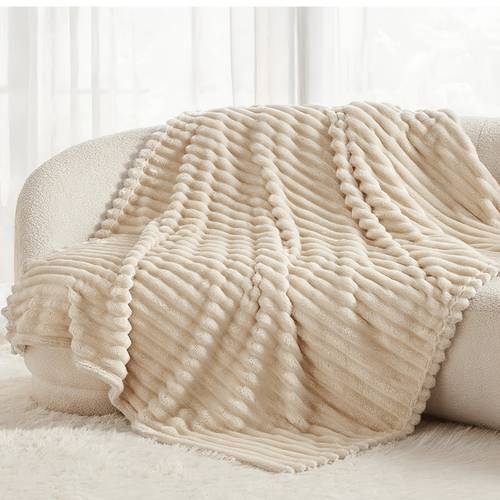 luxurious winter striped throw made of faux rabbit fur this ultra soft and fluffy blanket is perfect decor ideal for use on a couch bed office or while traveling