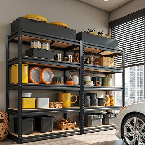 5 tier heavy duty adjustable garage storage shelves x 35 5 w x 16 d 2000lbs capacity black polished metal easy assembly for closet pantry garage organization with open enclosed shelves closet organizer industrial shelving metal construction utility shelves
