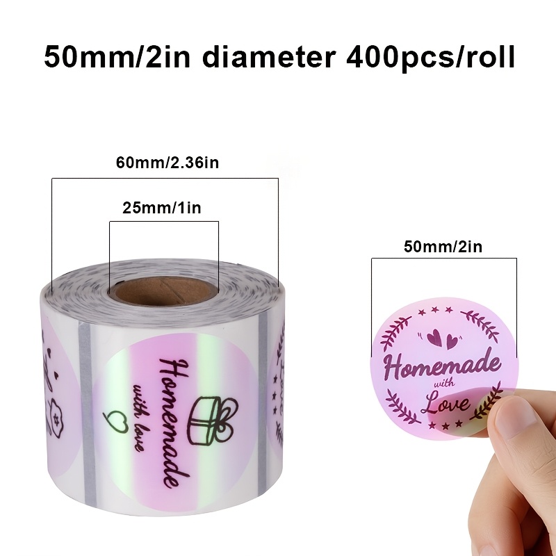 Image of 50mm 2-inch Thermal Five-proof Round Rainbow Transparent Label Printing Paper, Thermal Label Printing Paper, Thermal Self-adhesive, Suitable For Desktop Thermal Label Printers, 400 Sheets/roll