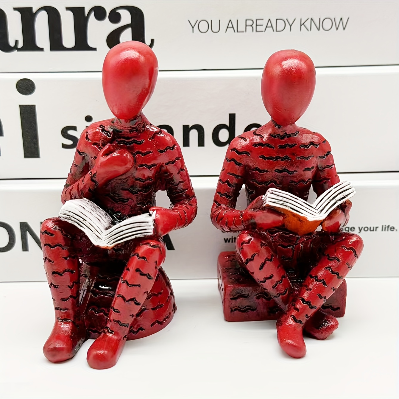1pc creative minimalist abstract reading character statue   room   bookshelf decoration resin crafts Product details 0