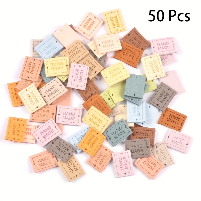 50pcs Leather Handmade Embossed Tags Diy Flag Labels For Clothing Sewing Accessories
