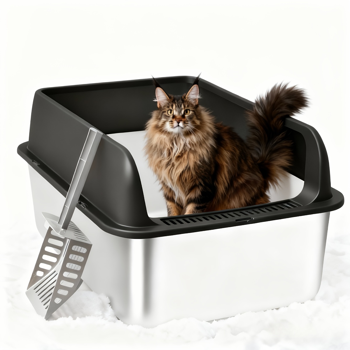stainless steel sifting cat litter box sold on Temu United States