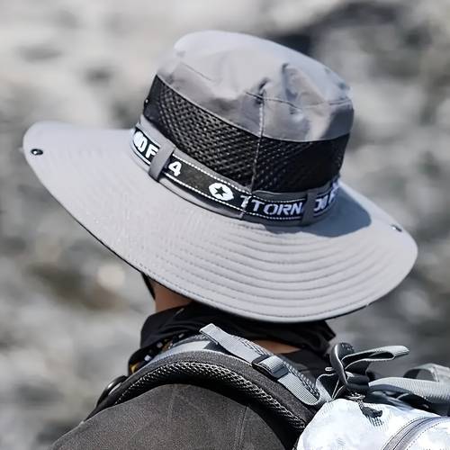 ventilated headwear protection fishing hat breathable mesh polyester bucket hat with wide brim adjustable chin strap ideal for hiking washable fishing accessory