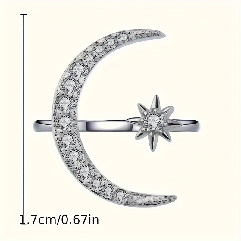 Moon & Sun Cuff Ring with Rhinestone Accents