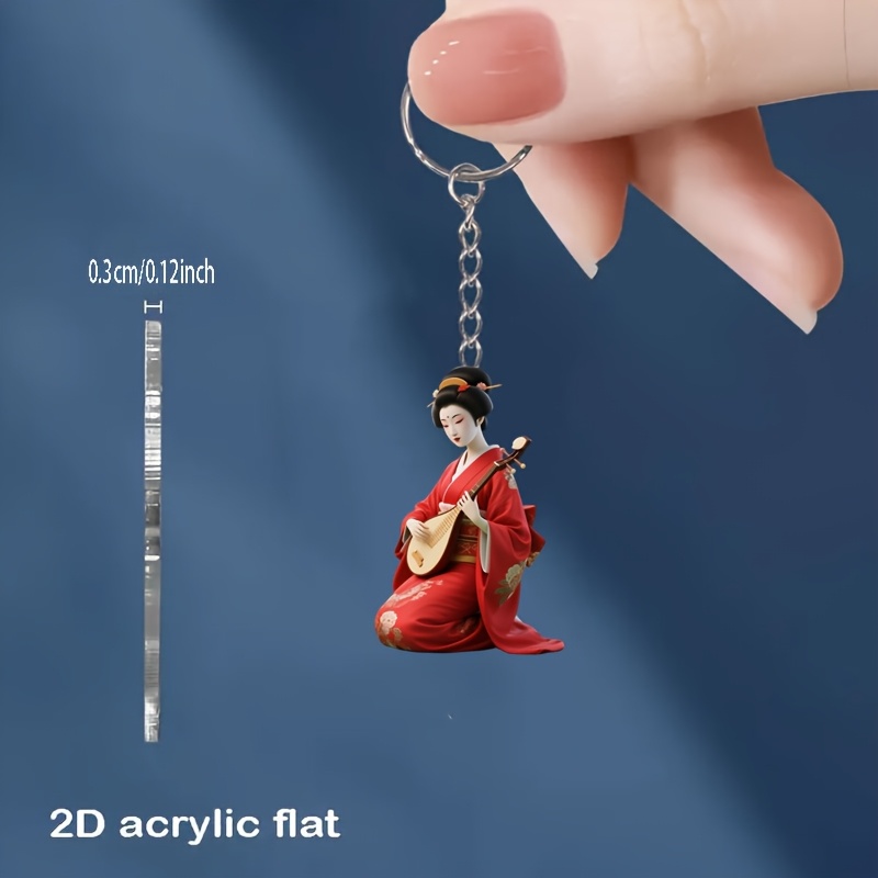 TEMU 2D Flat - [2D Flat] 1pc Portachiavi in acrilico , progettato da un giapponese, anello portachiavi, molto come aggiunta per zaini, ciondolo per