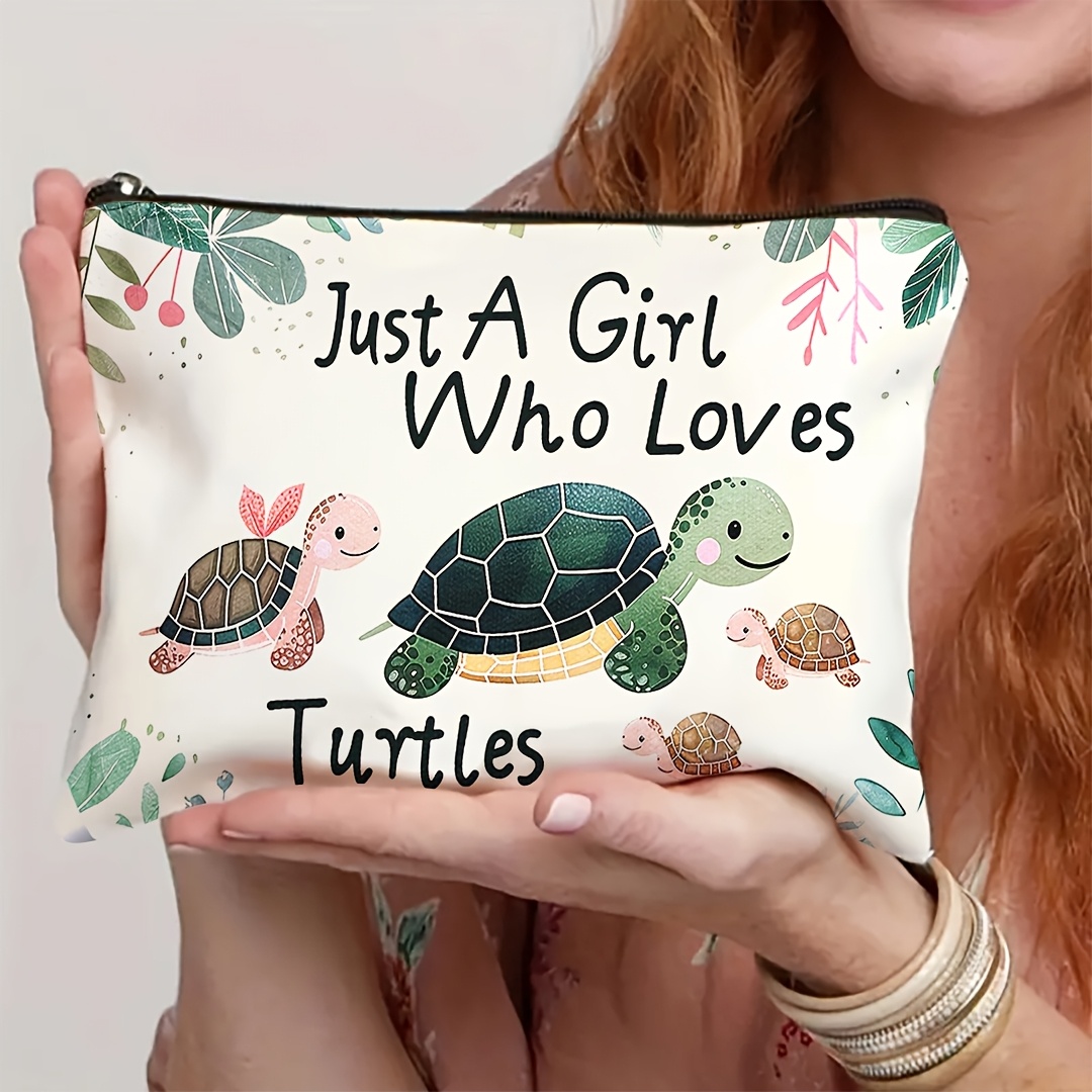 TEMU 1pc Cute Turtle Pattern Makeup Bag | Multi-functional Portable Toiletry Bag, Cosmetic Storage, Perfect For Travel, Vacation, Business, Fitness,
