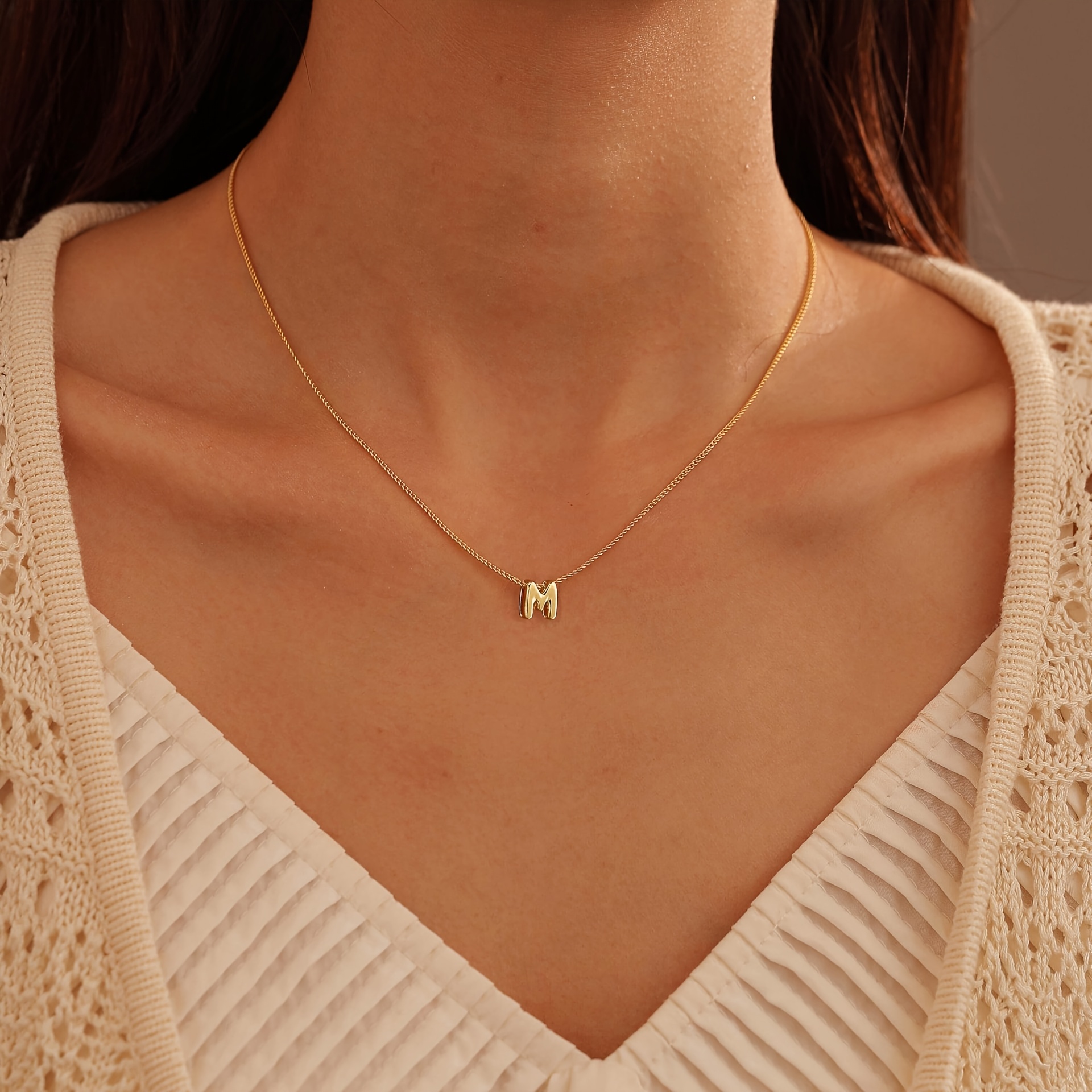 TEMU 1 Collar con Letra de , Collares de para Mujer, Collar con Colgante de Personalizado, Collares de Diamantes , Regalos para Adolescentes, Joyería