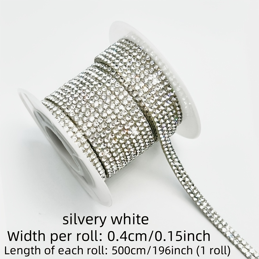 TEMU Self-adhesive Resin Rhinestone Ribbon Strip - 2 , 5-meter Roll, Solid Color For Car Decor, Parties, Birthdays, Weddings, Apparel, Shoes, Hats,