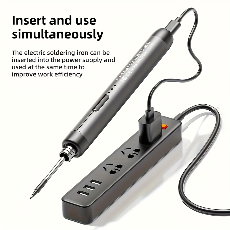 Pistola de Soldar USB Portátil con 3 Ajustes de Temperatura, Soporte y Caja de Almacenamiento - Ideal para Proyectos DIY Eficientes