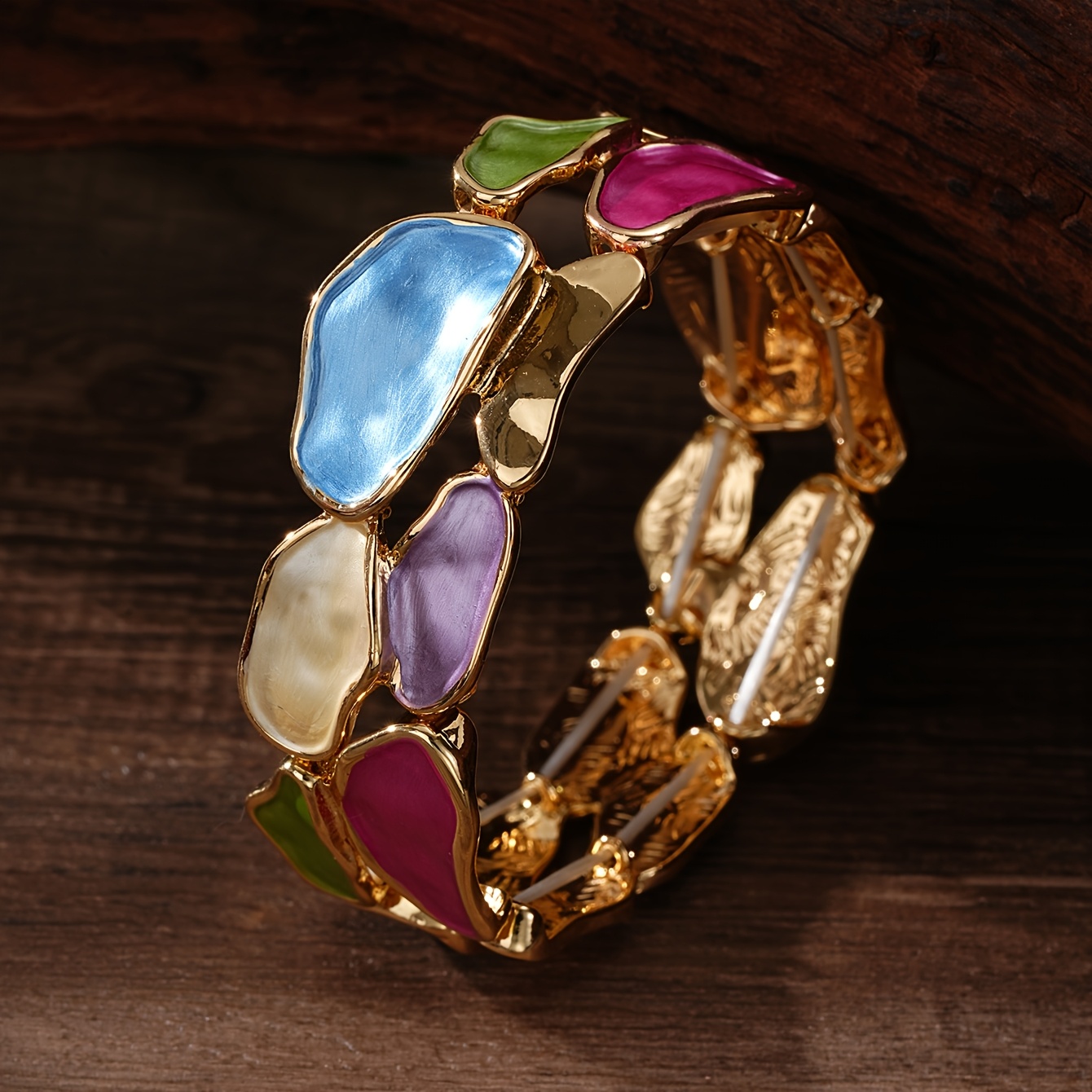 Women's Golden Boho Geometric Enamel Bracelet