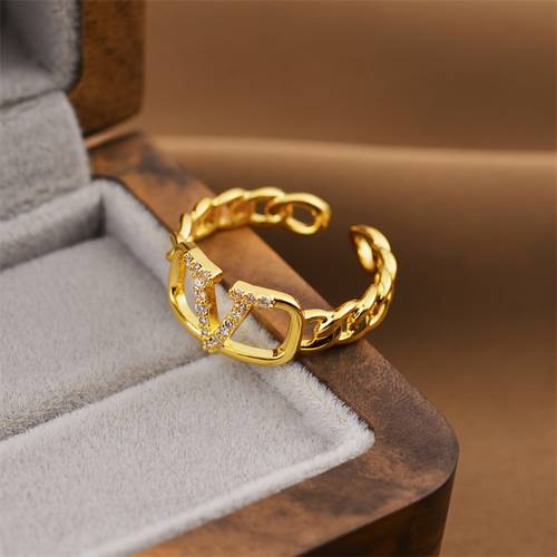 1 exquisite sparkling letter v ring casual versatile party finger ring