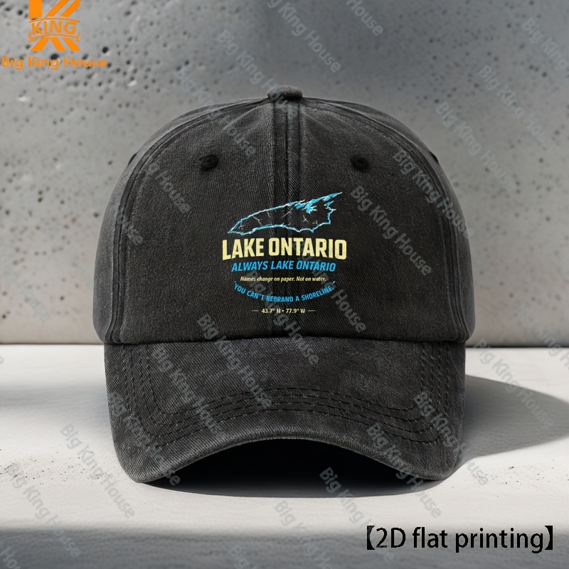 TEMU Casquette de baseball unisexe tendance "LAKE " imprimée, style vintage, taille ajustable, décontractée pour l'extérieur