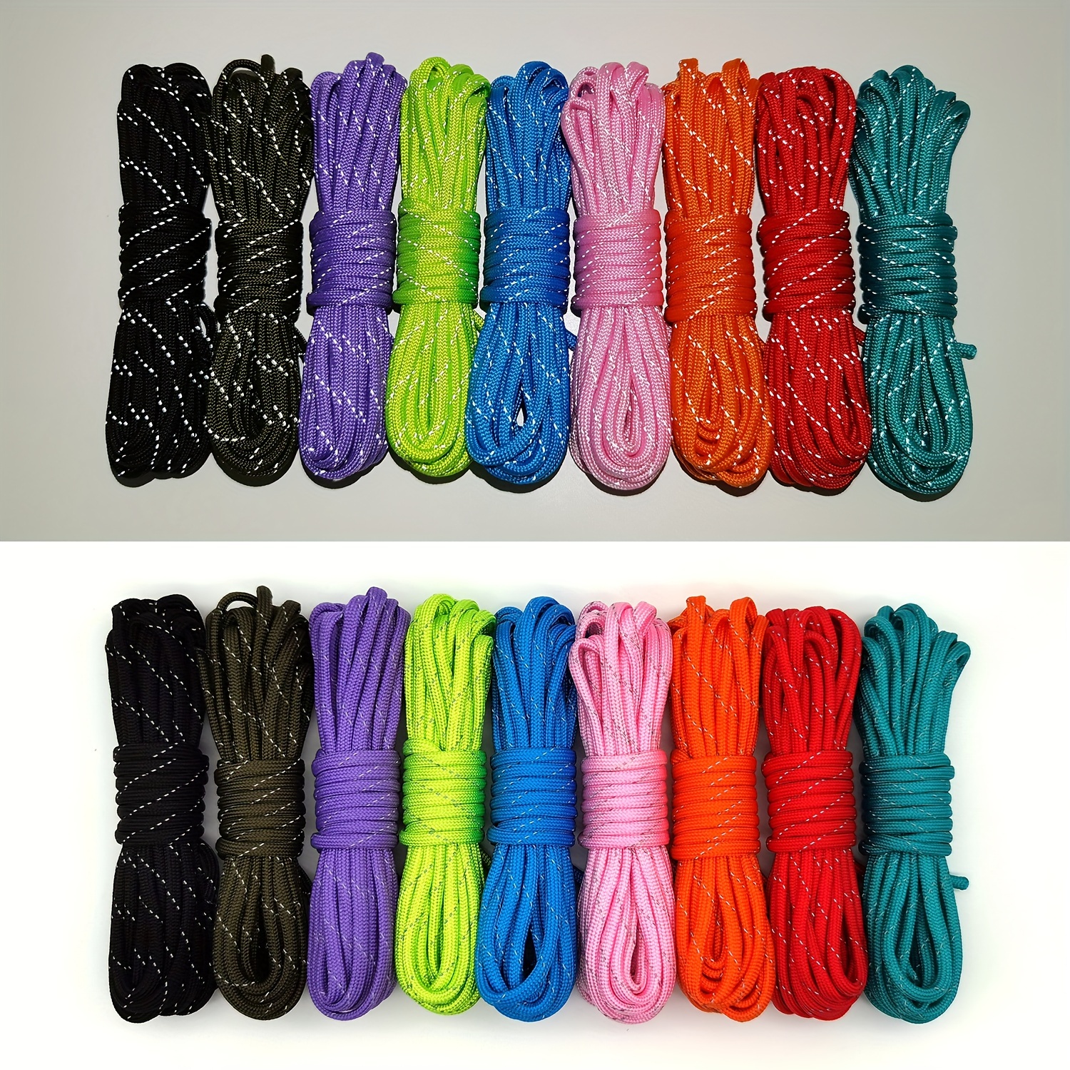 

5m/10m 7-strand Reflective Rope, 4mm/0.157in Diameter, Outdoor Wild Camping, Tent, Hiking, Hand Chain, Nighttime Reflective, Nylon Material