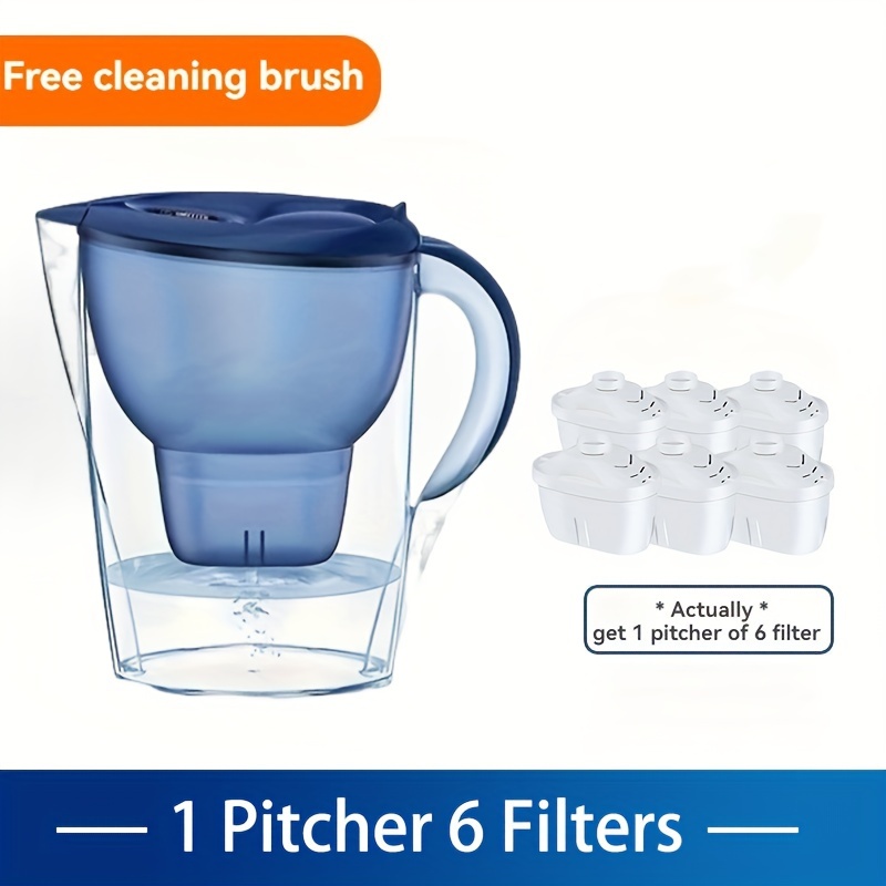 

3.5l Water Filter Pitcher 6 Filters, Bpa-free Water Pitcher, Replaces 1, 800 Bottles A Year, Kitchen Accessories, Large - 10-cup, Portable Water Purifier, Chlorine, Fluoride, , Odor