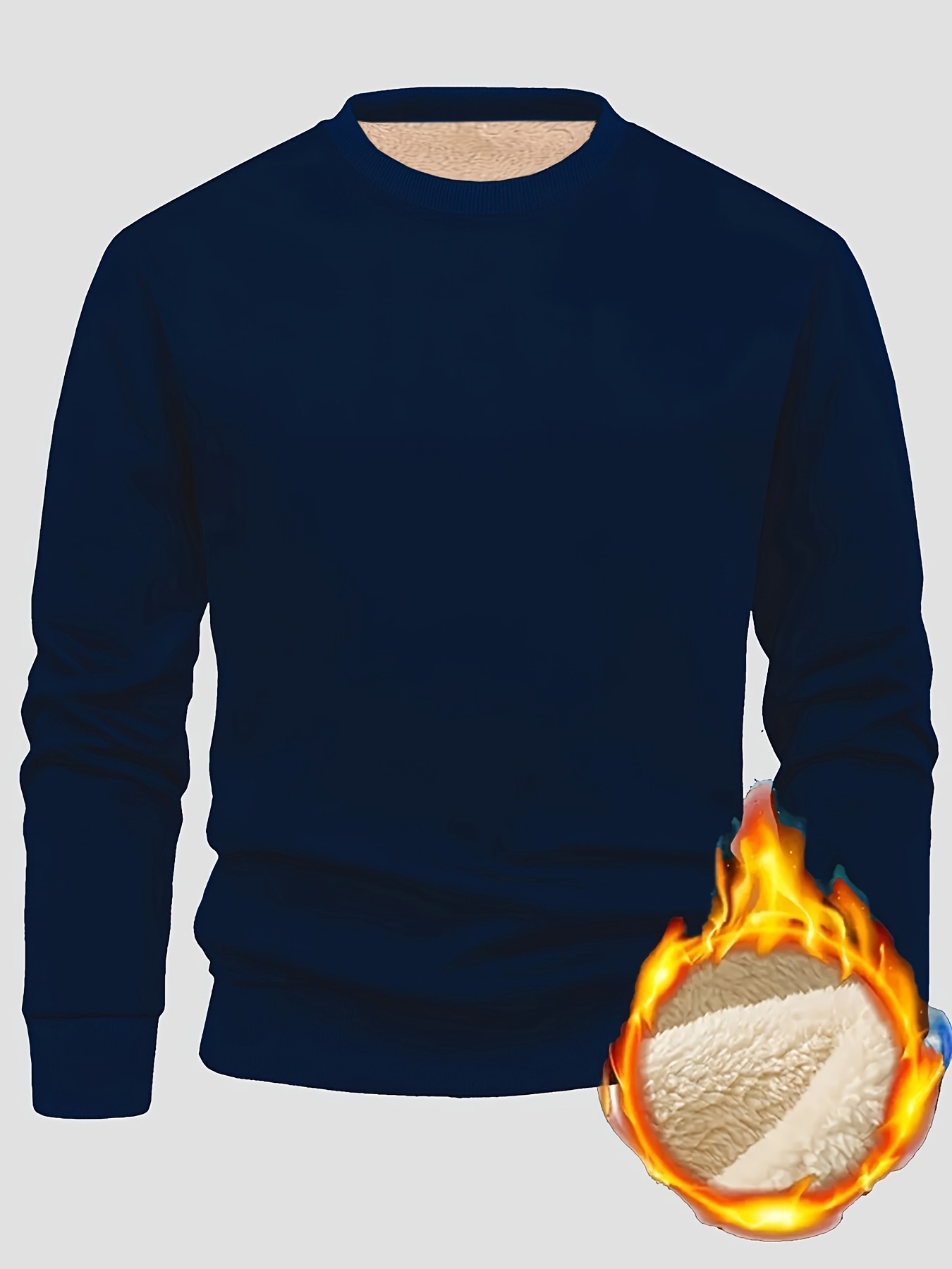 Sweat-shirt Homme Col Montant Sans Capuche - Pull Uni Chaud Épais Manches Longues Automne Hiver