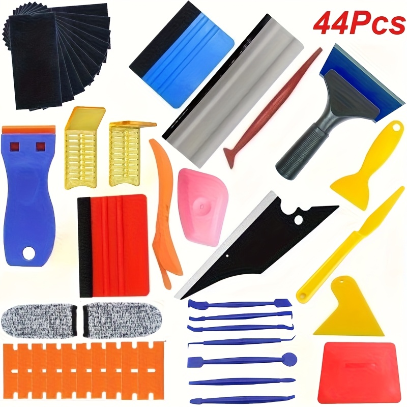 Image of Car Window Film Kit 44/32pcs Set Vehicle Glass Protection Film Application Kit; Includes For Vinyl Materials, Vinyl Wrapping Tools, And Window Tinting Tools