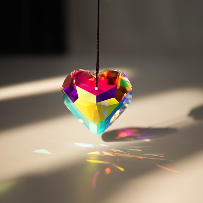 

Unici Crystal Heart Suncatcher - Rainbow Prism Pendant For Home & Garden Decor, Light-reflecting Window Hanging