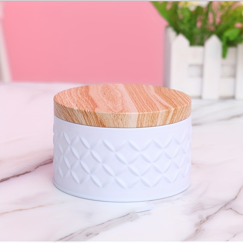 Image of Vintage-inspired Square Metal Storage Jar With Wood Lid - Tea, Keys, Lipstick & - 3.94"x3.94"x2.36" Organizer, Baskets, Bins & Containers For Home Organization