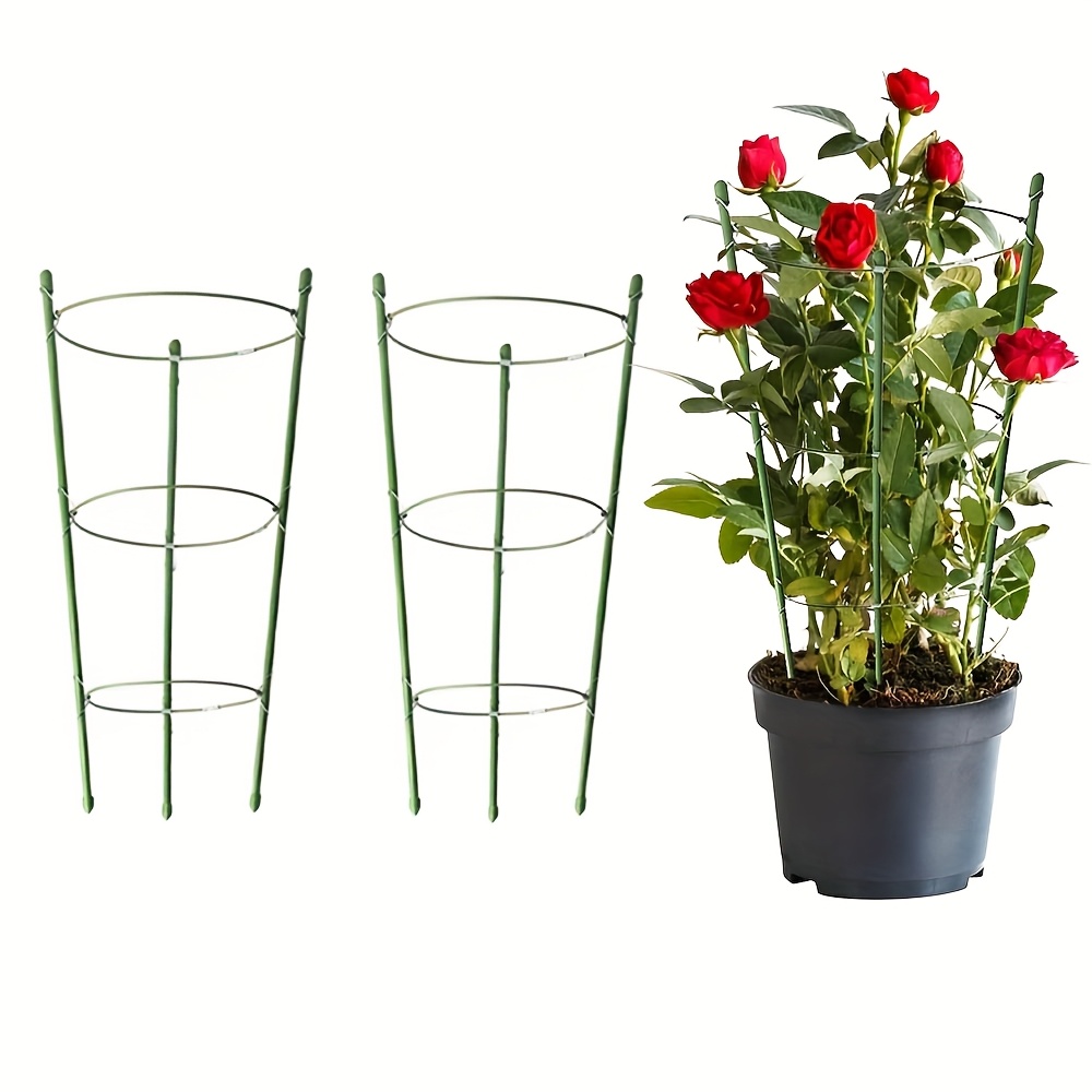 

2 Pack Tomato Cage Plant Support Cages For Garden, 18 Inches Trellis For Climbing Plants, Upgrade Garden Plant Stakes With Adjustable Ring