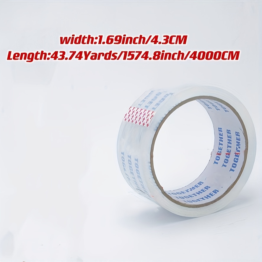 TEMU Clear Plastic Packaging Tape Roll - Strong Adhesive Transparent Moving Tape With Red Label & Edge Alignment Guides For Shipping, Moving Boxes,
