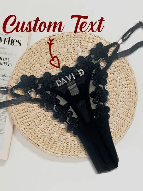 1 custom engraved david red lace g string thong with floral embellishments personalized womens underwear unique gift idea for ideal for spring summer festive gift style with contrast lace trim