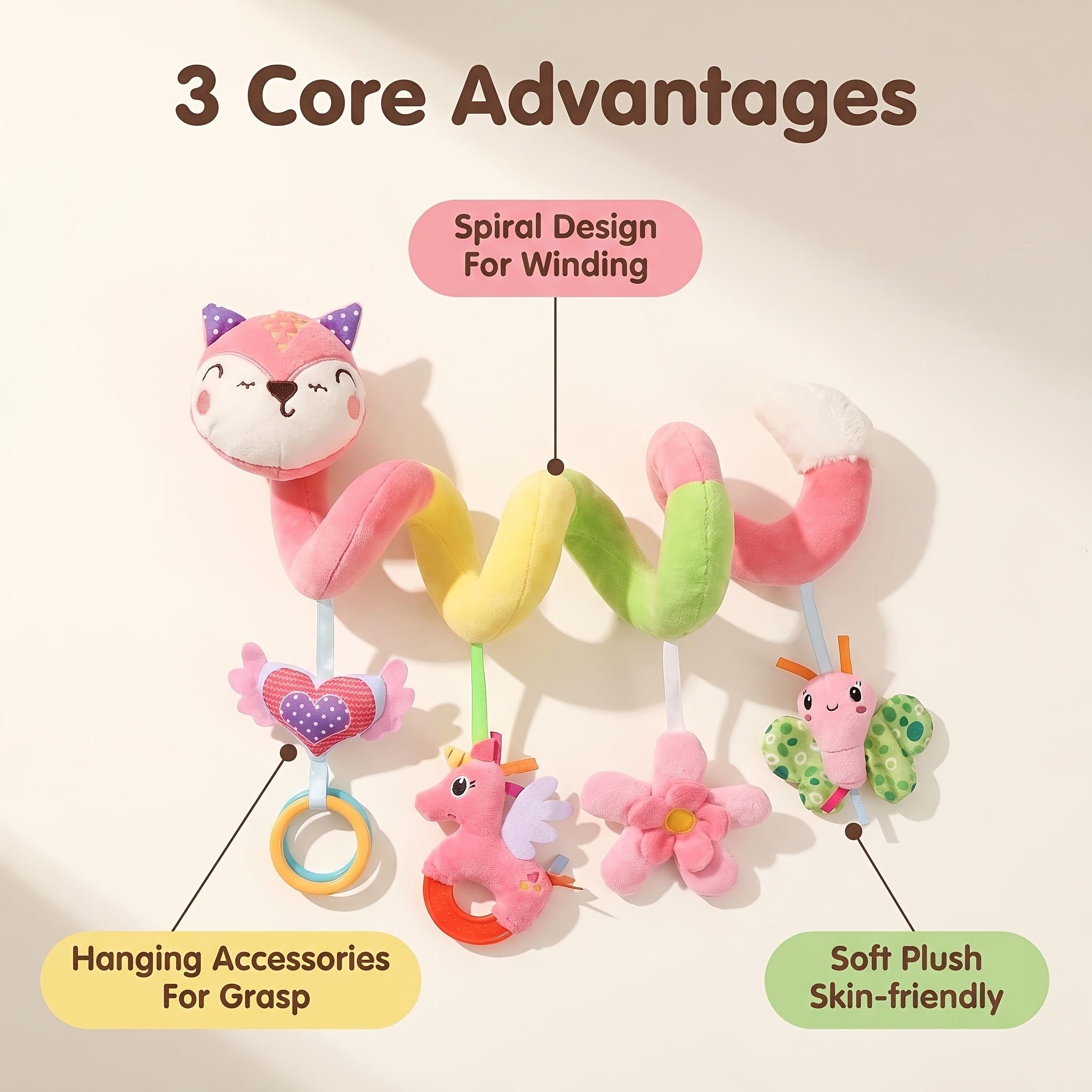 Image of Soft Plush Hanging Toy, Suitable For Cribs, Cars, And Strollers, Cute Animal Bed Canopy Decor - Thanksgiving, Back-to-, Father's Day, Mother's Day, Graduation Season