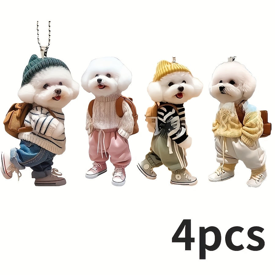 

Set Of 4 Cute Cartoon Pendants, Acrylic Ornaments, Figurines, Perfect As Gifts And Decorations, As Christmas Presents .