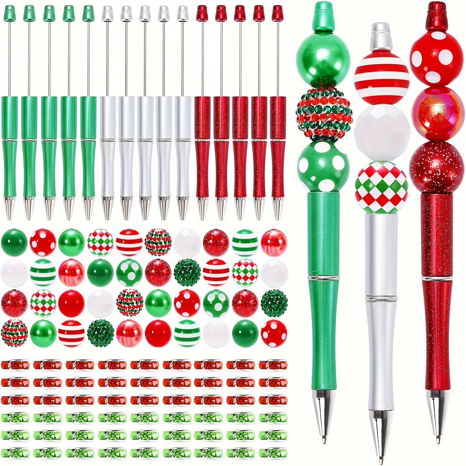 

[ ] 15pcs Christmas Pen Set Red Ballpoint & Ink Refills - Making Kit,