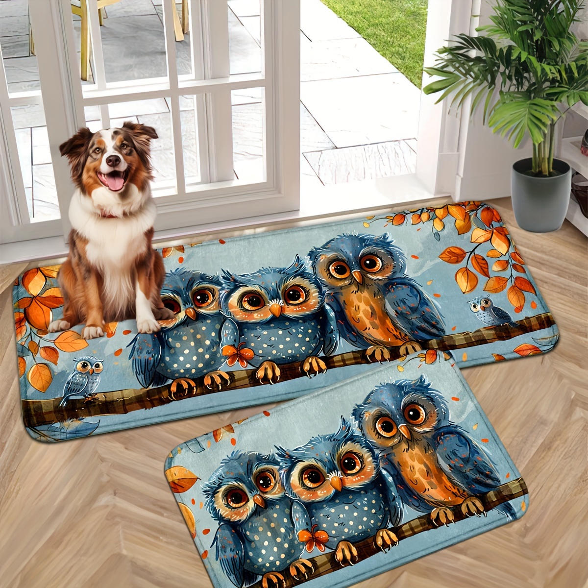 

Cute Owl Decorative, Kitchen, Bathroom, Car Window Door Mat - Non-slip, Machine Washable Indoor/outdoor Rug, Suitable For Home And Patio Decoration - Entry Mat - 2 Different Sizes