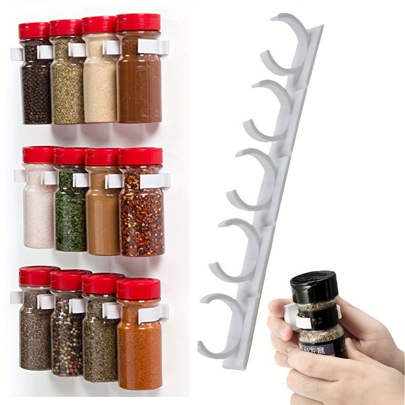 

Wall-mounted Spice Rack Organizer For Kitchen, Adjustable Plastic Storage Shelf With Labels For Jars And Bottles, Space-saving Gray Rack For Home Or Restaurant Use, Rack | Modular Storage | Plastic