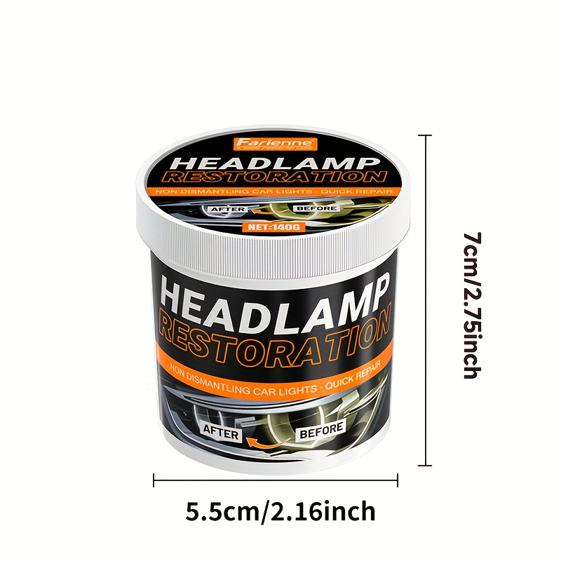 Universal Headlight Restoration Paste 140g Kit for Automotive Headlamp Polishing, Waxing, and Scratch Removal