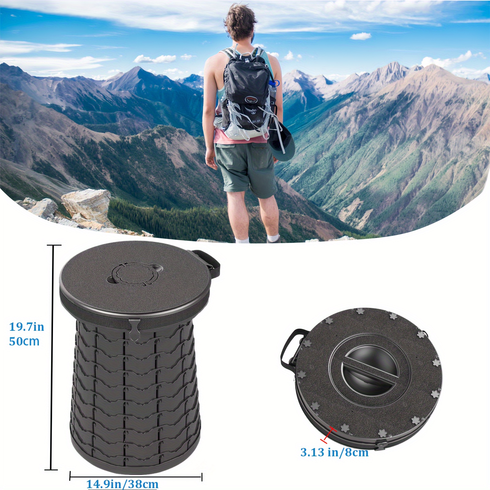 Portable Toilet XXL Height Adjustable Folding Camping Toilet with  Lid Carry Strap, Outdoor Toilet with Bags for Camping, Hiking, Travel,