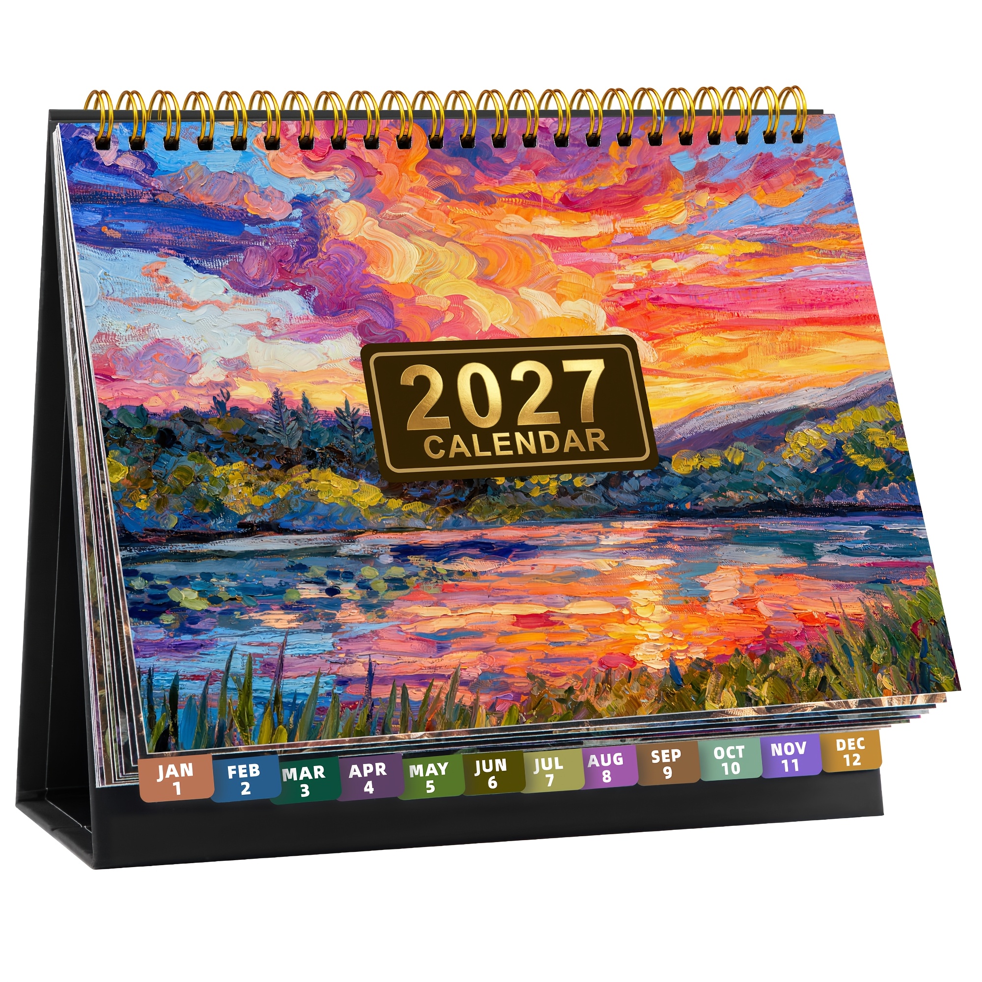 TEMU Desk Calendar 2027, Small Desk Calendar With Monthly Planning, Standing Flip Desktop Calendar, Portable Table Calendar For Home Office, School,