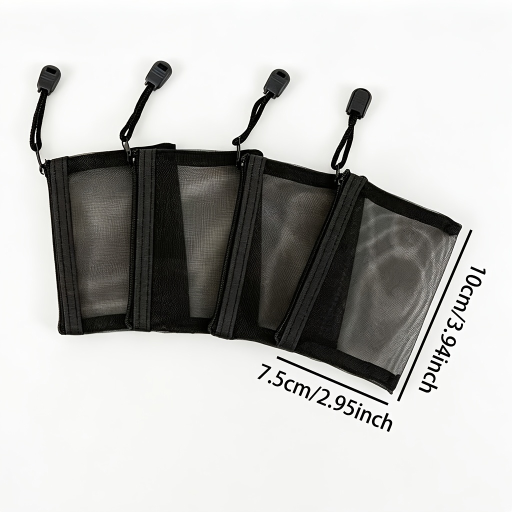 TEMU Juego de 4 mini neceseres de malla con cierre de cremallera y superior - Bolsas de malla ligeras aptas para viaje, organizador de maquillaje, ,